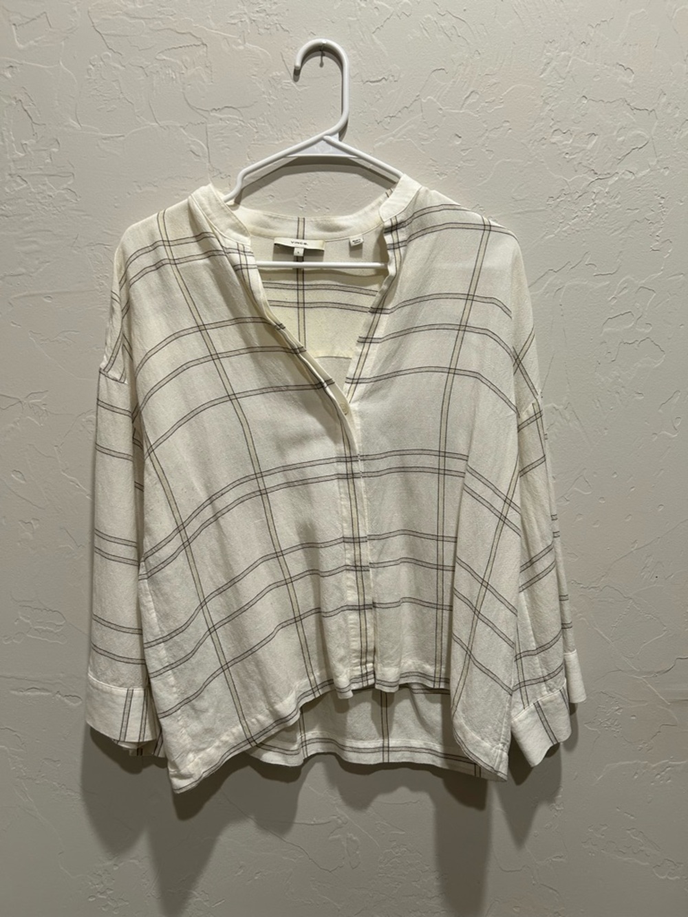 Vince Ivory Plaid Button-Front Relaxed Shirt